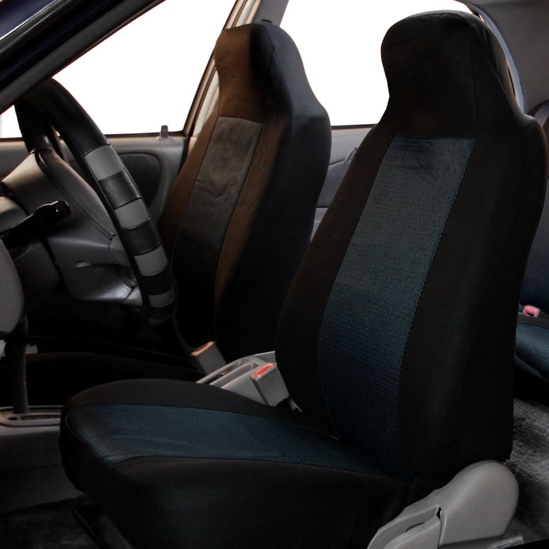FH Group 3D Air Mesh Car Seat Covers Front Set â€“ Universal Fit Automotive Seat Protectors, Washable Low Back Bucket Seat Covers for SUV, Sedan, Car Accessories, Black - Image 2